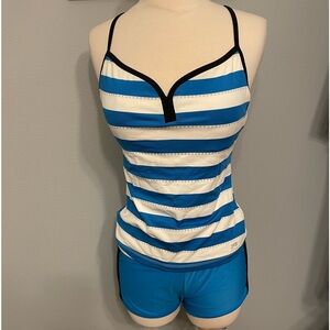 JAG Women’s Stripe Racerback Tankini with Boy Shorts